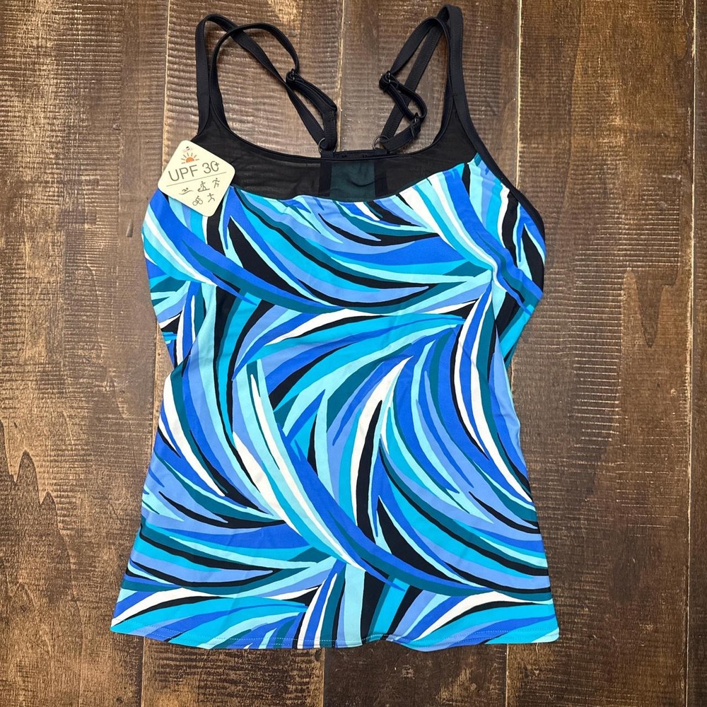ZEROXPOSUR Sun Smart Action Tankini Multicoloured Blue Tank Top